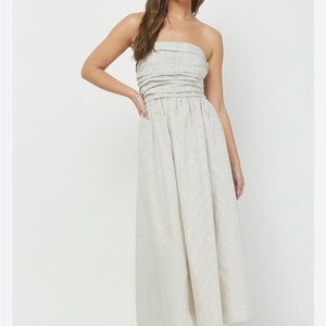 Altar'd State Strapless Cream Midi Dress